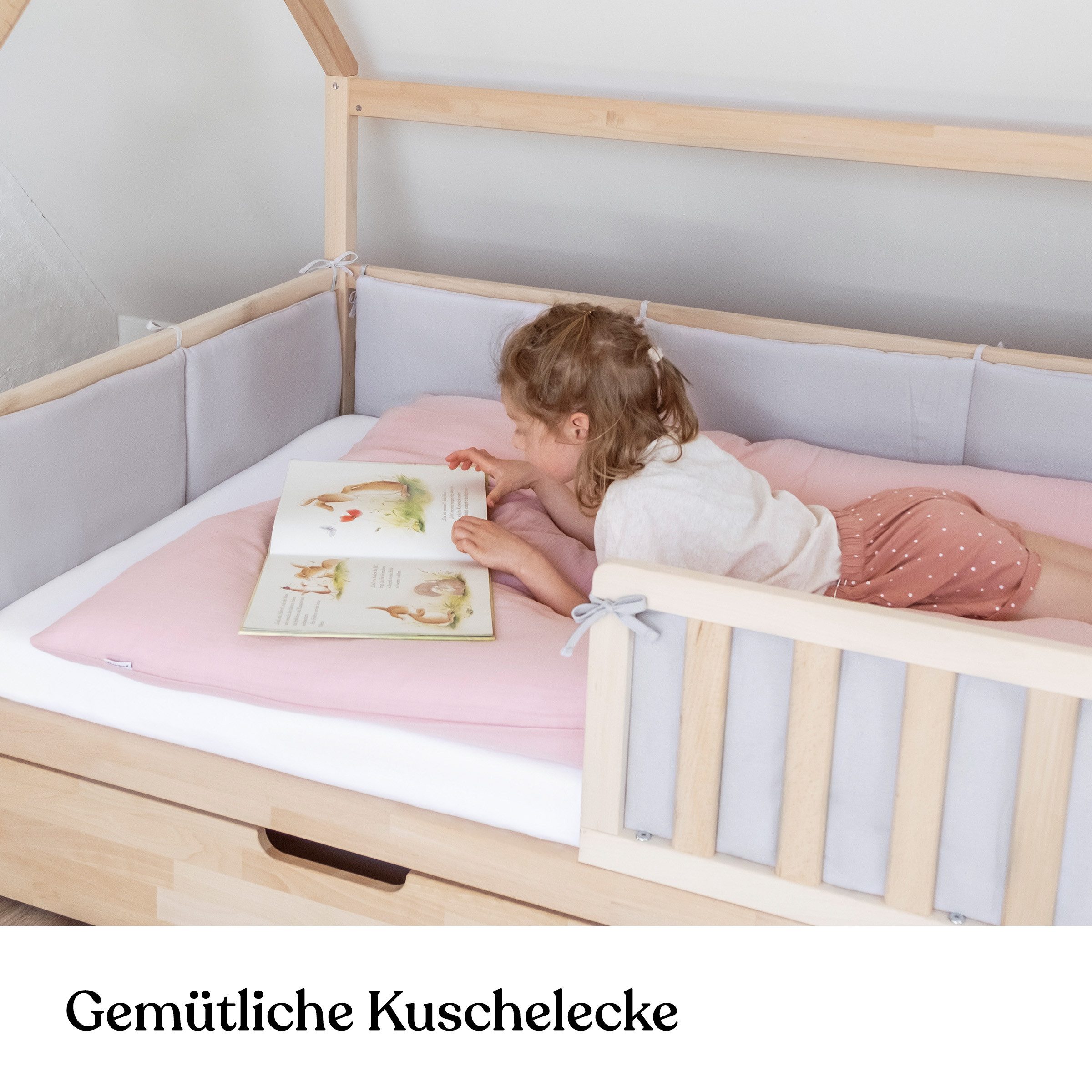 Ehrenkind Bettumrandung 4 tlg für Kinderbett hochwertig verarbeitet, (Bettumrandung Jugendbett, 4-tlg., innen weich gepolstert), Bettumrandung Kinderbett aus 100% Bio Baumwolle