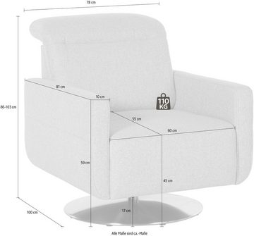 sit&more Drehsessel Gizeh, inklusive Kopfteilverstellung, mit Federkern