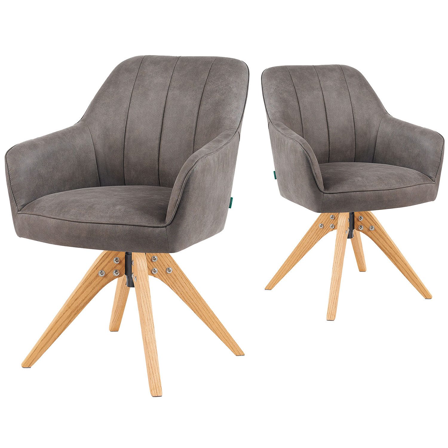 DUBI Möbel Polsterstuhl Mika-Noah 2er-Set, Federkern, Eiche geölt, 360° dre günstig online kaufen