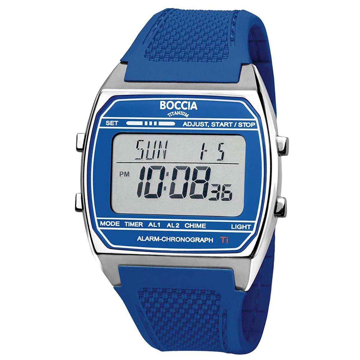 Boccia Digitaluhr 3738-02, in Unisexgröße Titan Blau