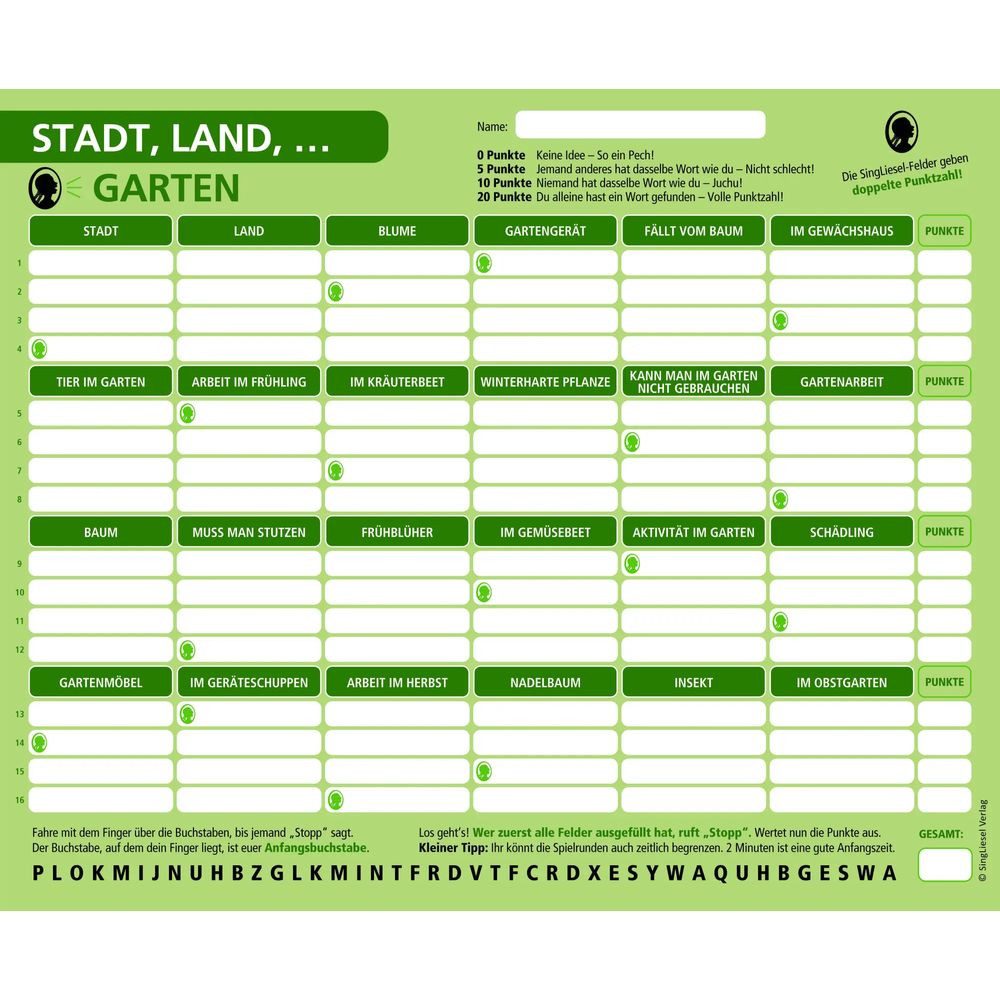 Spiel Stadt, Land, Garten