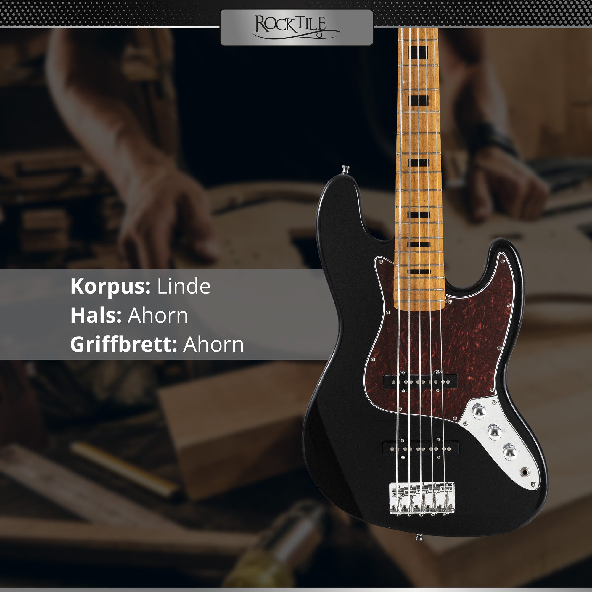 Rocktile E-Bass Rocktile Pro JBS50 E-Bass, JB-Style, Packung, 1x E-Bass