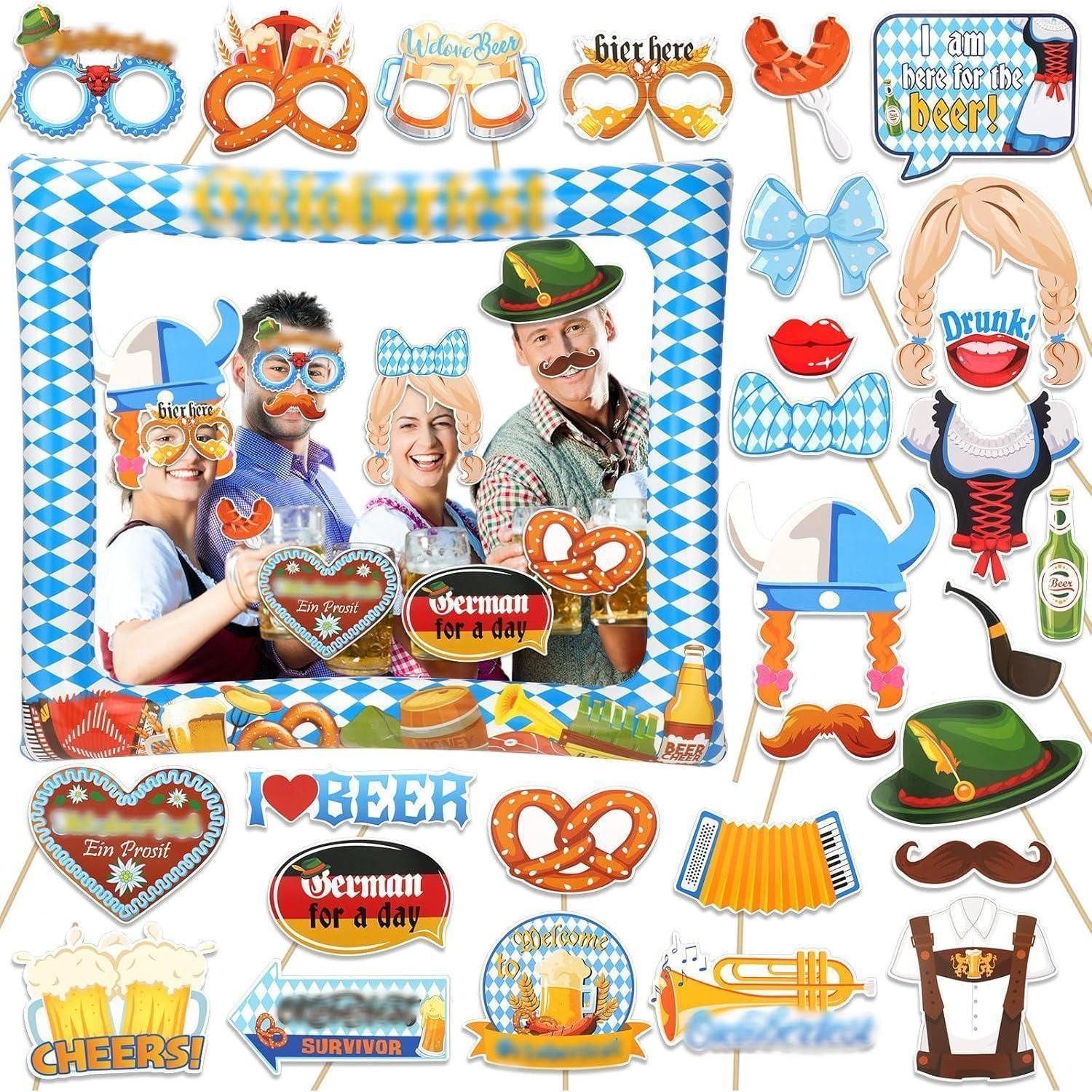 LuxusKollektion Dekofigur 30pcs Oktoberfest Foto Requisiten + Aufblasbarer Fotorahmen
