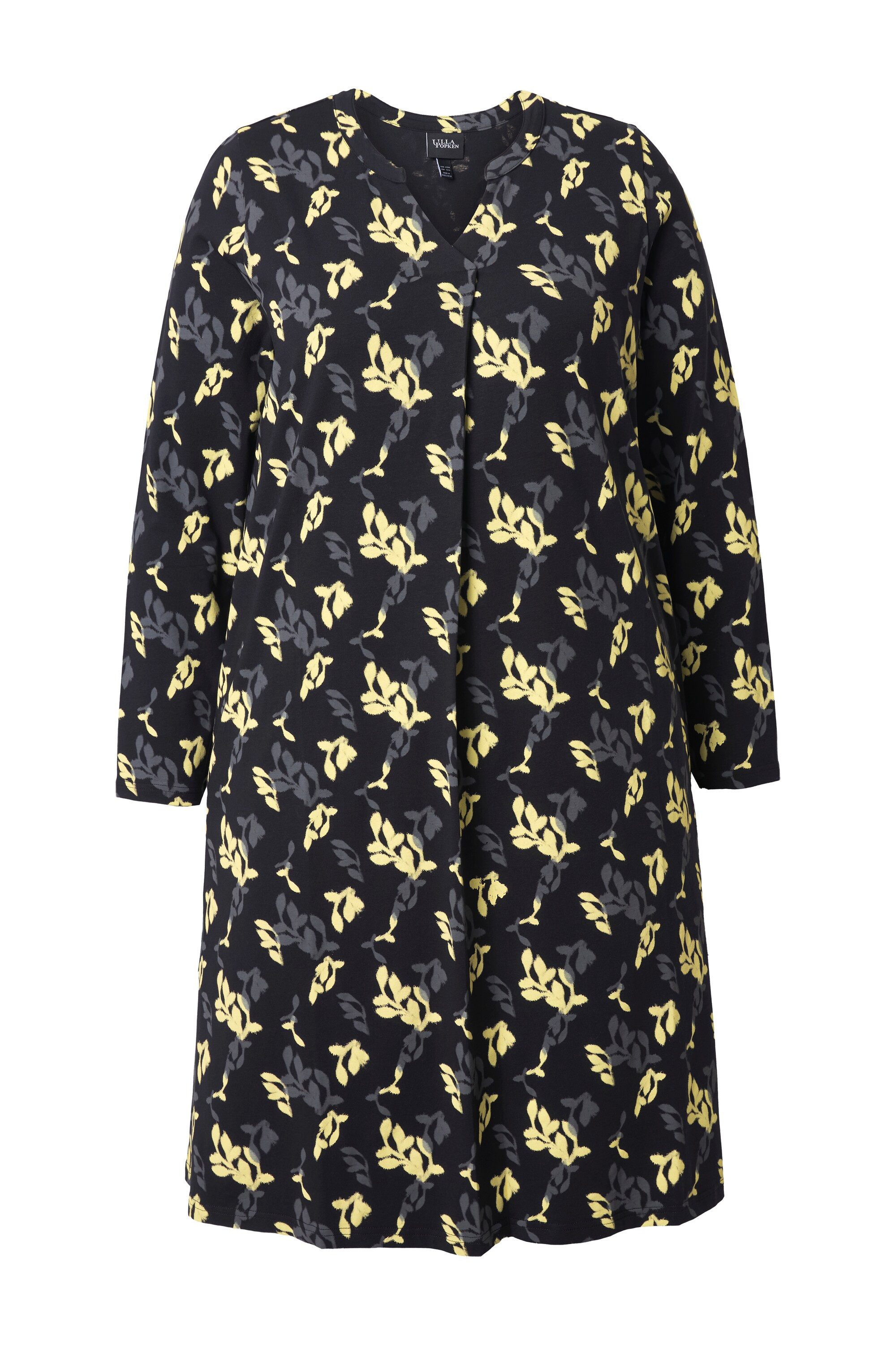 Ulla Popken Midikleid Jerseykleid Blüten A-Linie Tunika-Ausschnitt günstig online kaufen