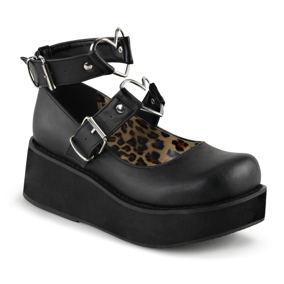 Auktion SPRITE-02 DemoniaCult Damen Plateau Riemen Pumps Schuhe Herz R High-Heel-Stiefel