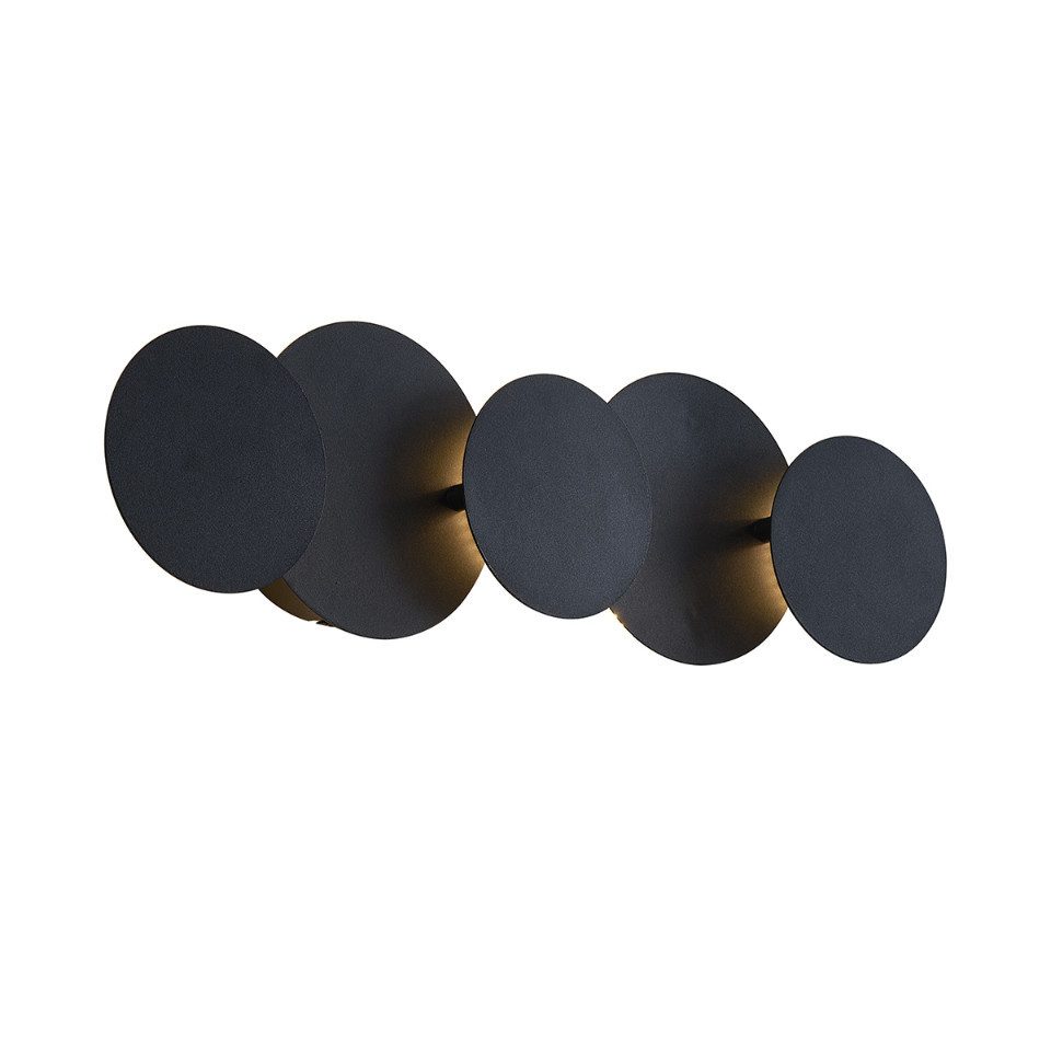 Qazqa Wandleuchte Sunrise, Dimmbar, LED fest integriert, Extra-Warmweiß, QAZQA Wand­leuchte, integrated, Schwarz, Metall, Modern
