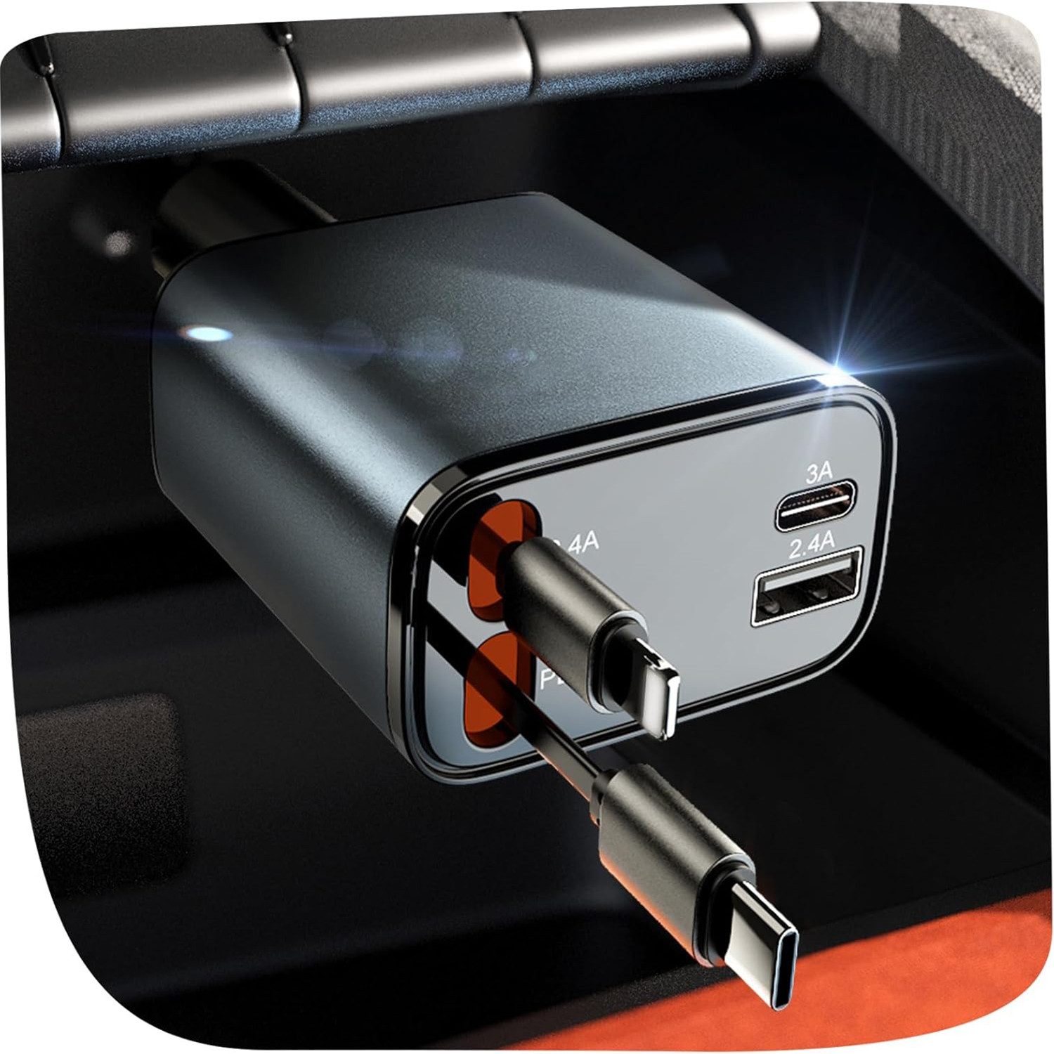 AIMAX Zigarettenanzünder USB C Auto Ladegerät 4in1, 30W, Grau KFZ-Netzteil (Handy KFZ Ladegerät, KFZ USB C Adapter und Auto Schnellladegerät) von AIMAX