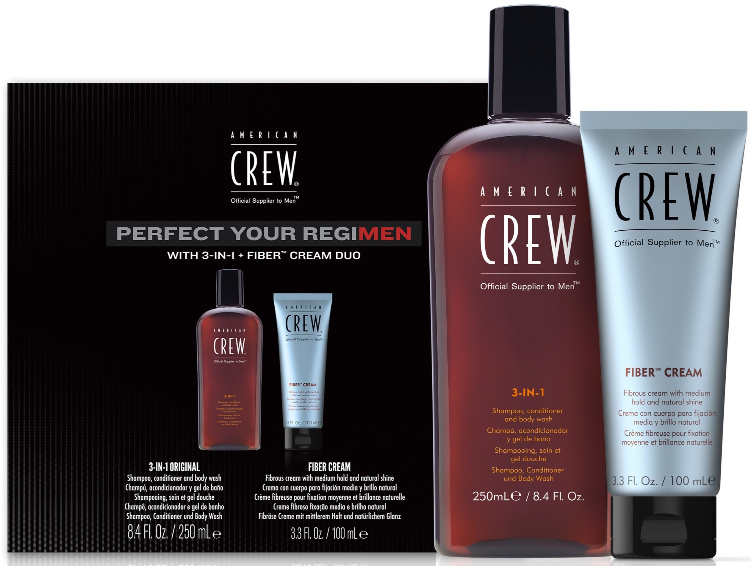 American Crew Haarpflege-Set Regimen 3In1 Fiber Cream Duo Set Limited Edition, Set, 2-tlg.