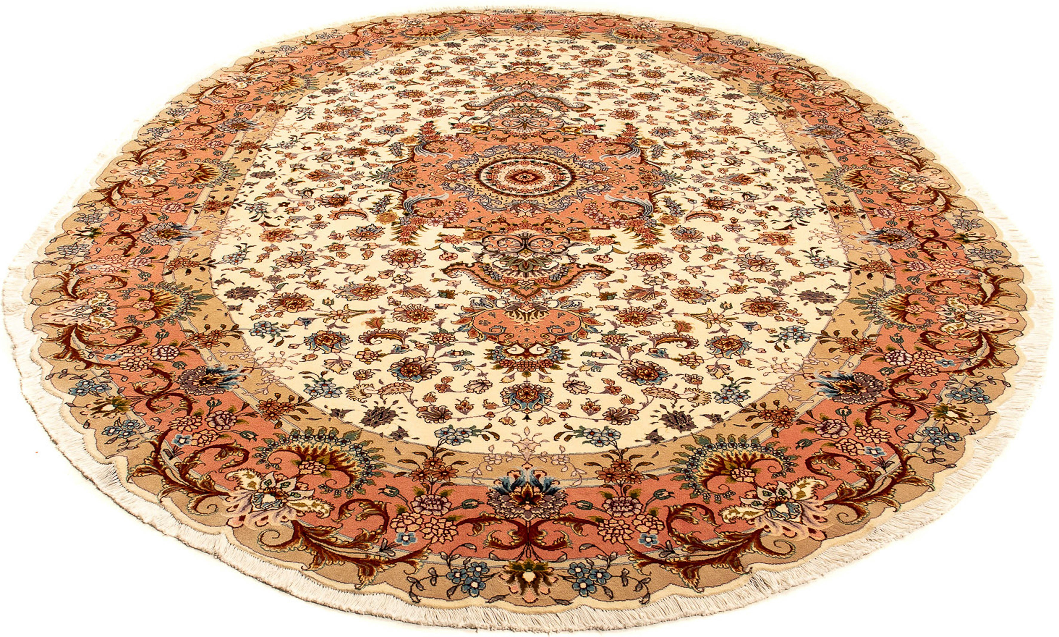 Orientteppich Perser - Täbriz - Royal oval - 350 x 240 cm - hellbraun, morgenland, oval, Höhe: 7 mm, Wohnzimmer, Handgeknüpft, Einzelstück mit Zertifikat