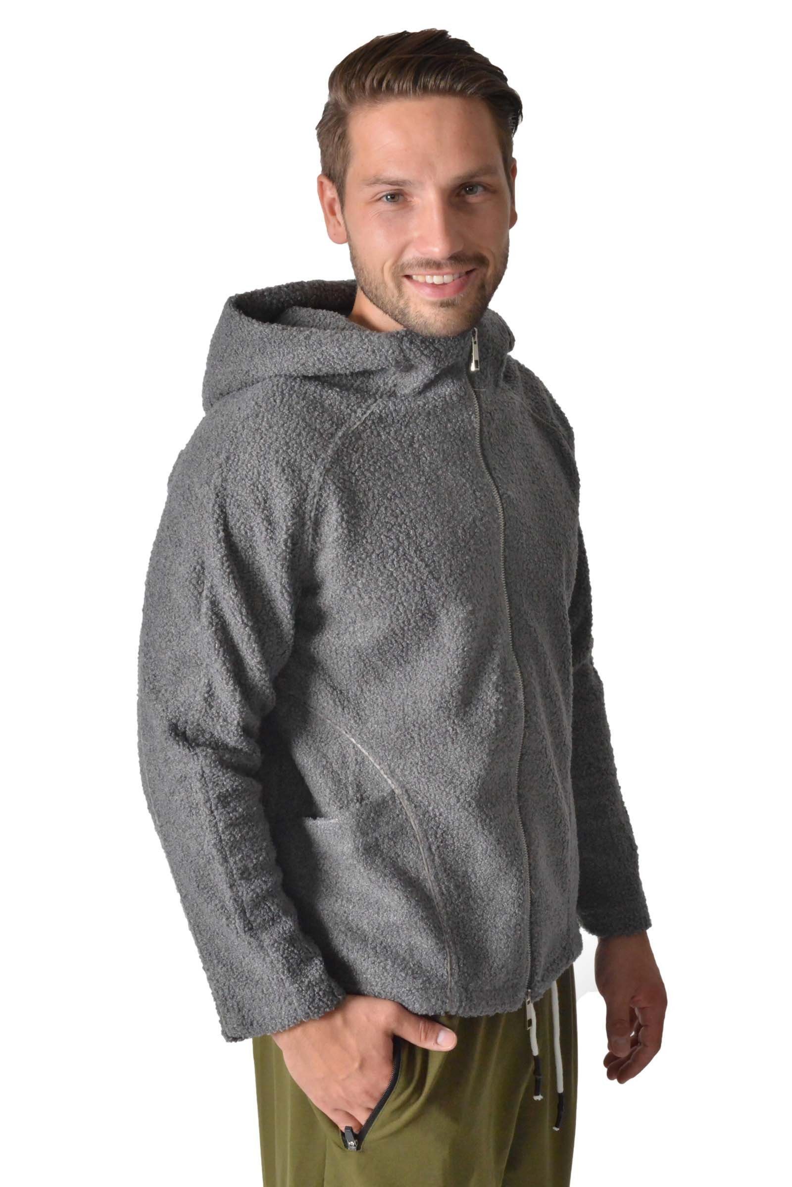 M-Diamant Sweatjacke Unisex Teddy Fleecejacke mit Kapuze Winterjacke Übergangsjacke kuschelig durch weiches Teddy-Fleece