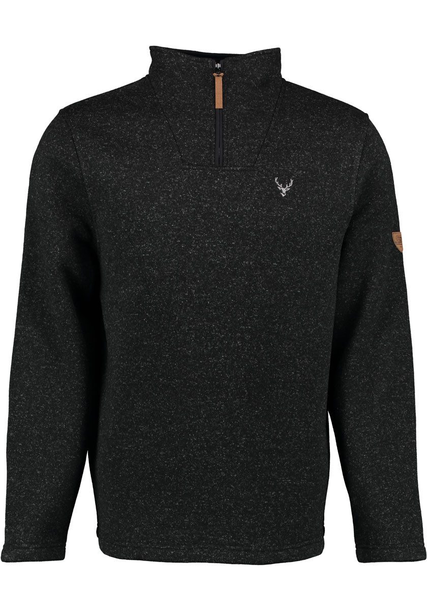 OS Trachten Strickfleece-Pullover Wukom Troyer hochgeschlossen mit Emblem a günstig online kaufen