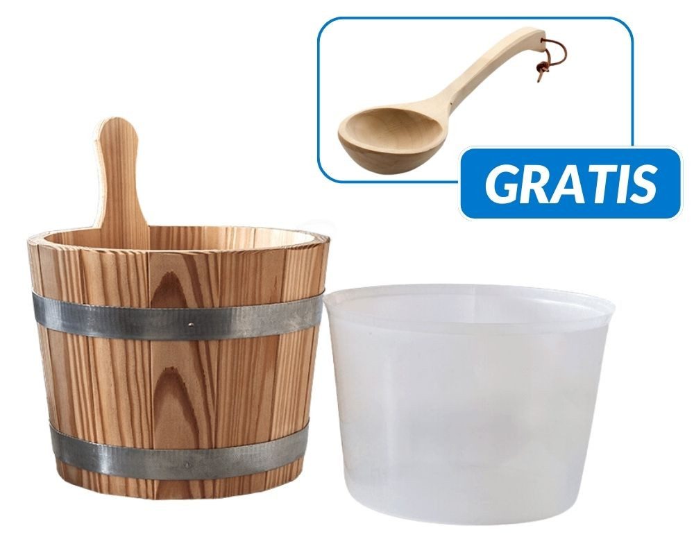Blumenberg Aufgusstopf Sauna-Aufgusskübel / Saunaeimer 5 Liter mit finnischer Aufgusskelle