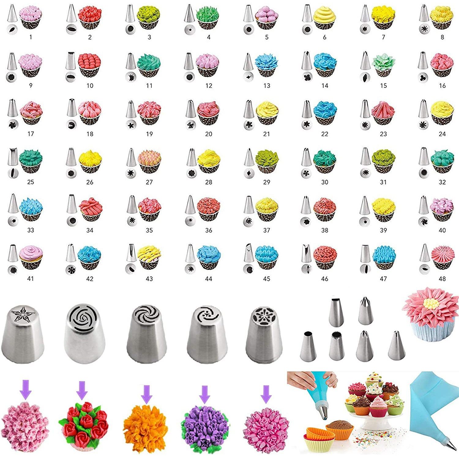 KINSI Spritzbeutel 413-teiliges Backset für Kuchen,Spritzbeutel,Torten Dekorationsset (Komplett - Set) Vielseitiges Set