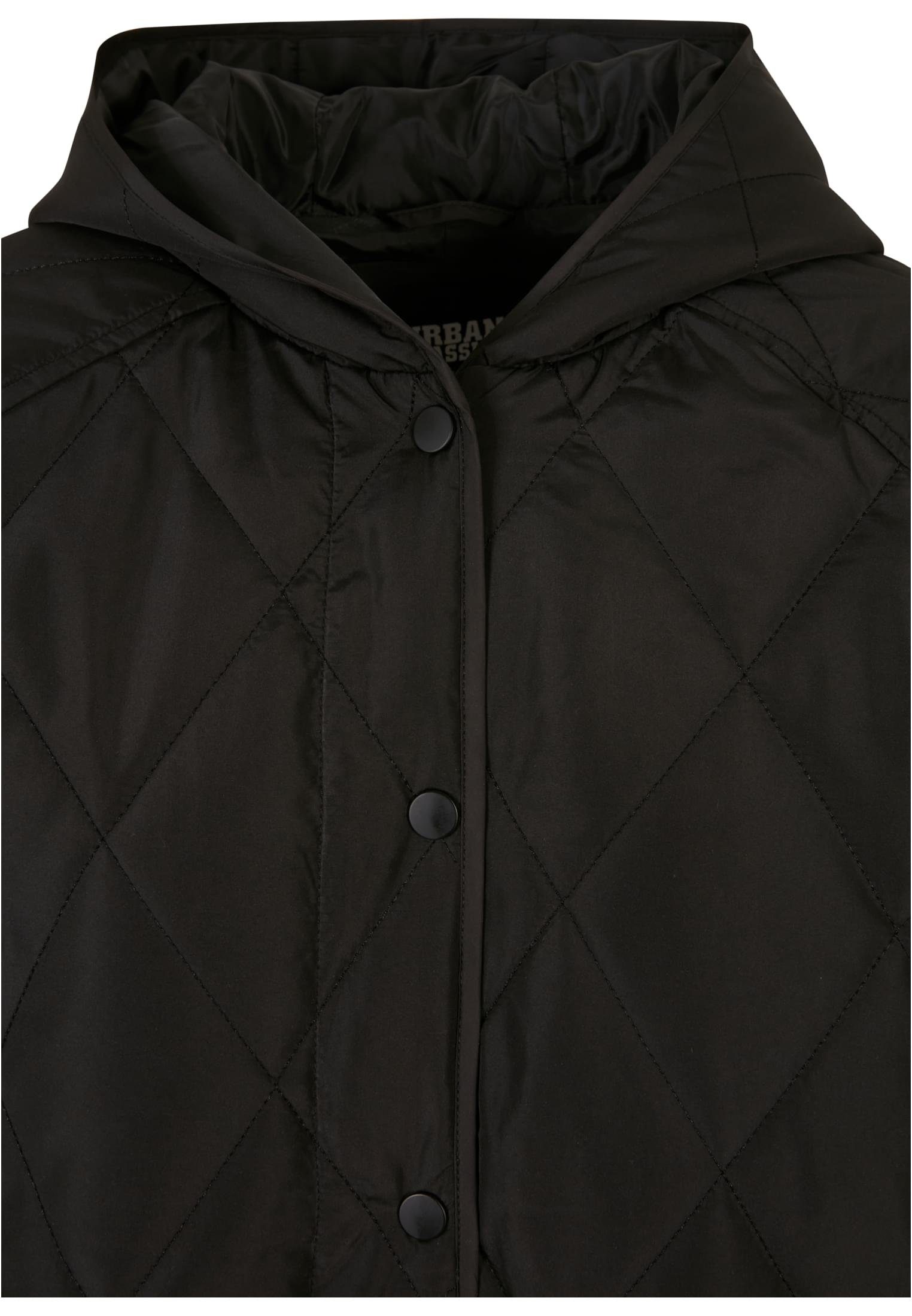 Diamond Quilted Oversized Ladies Coat black (1-St) CLASSICS Damen Hooded Outdoorjacke URBAN