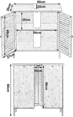 EUGAD Waschbeckenunterschrank (1-St) mit 2 Türen 60x30x60cm Bambus