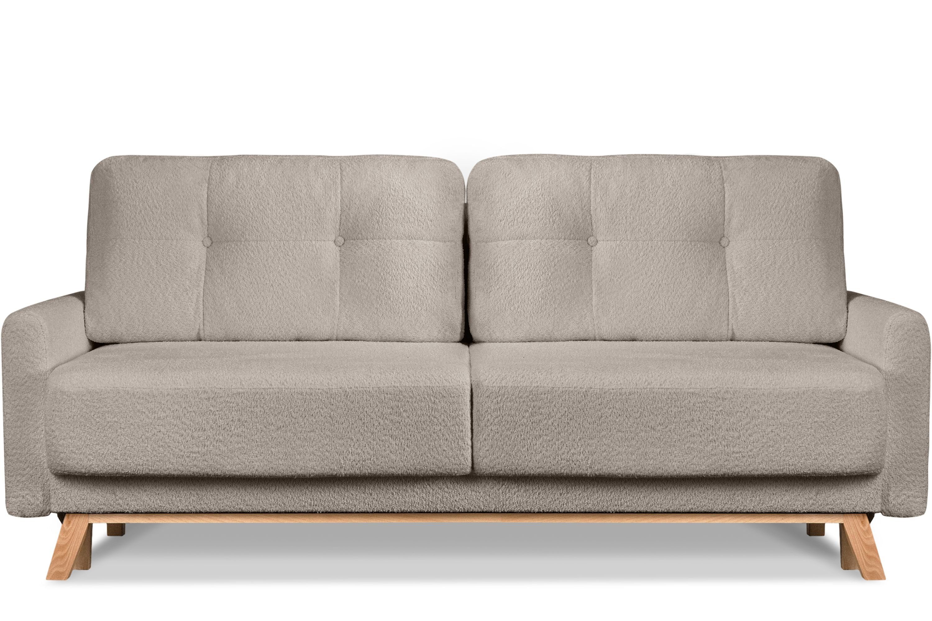 Konsimo Schlafsofa VISNA Sofa 3 Personen, ausziehbare Liegfläche 193×146 hellbeige | hellbeige | hellbeige