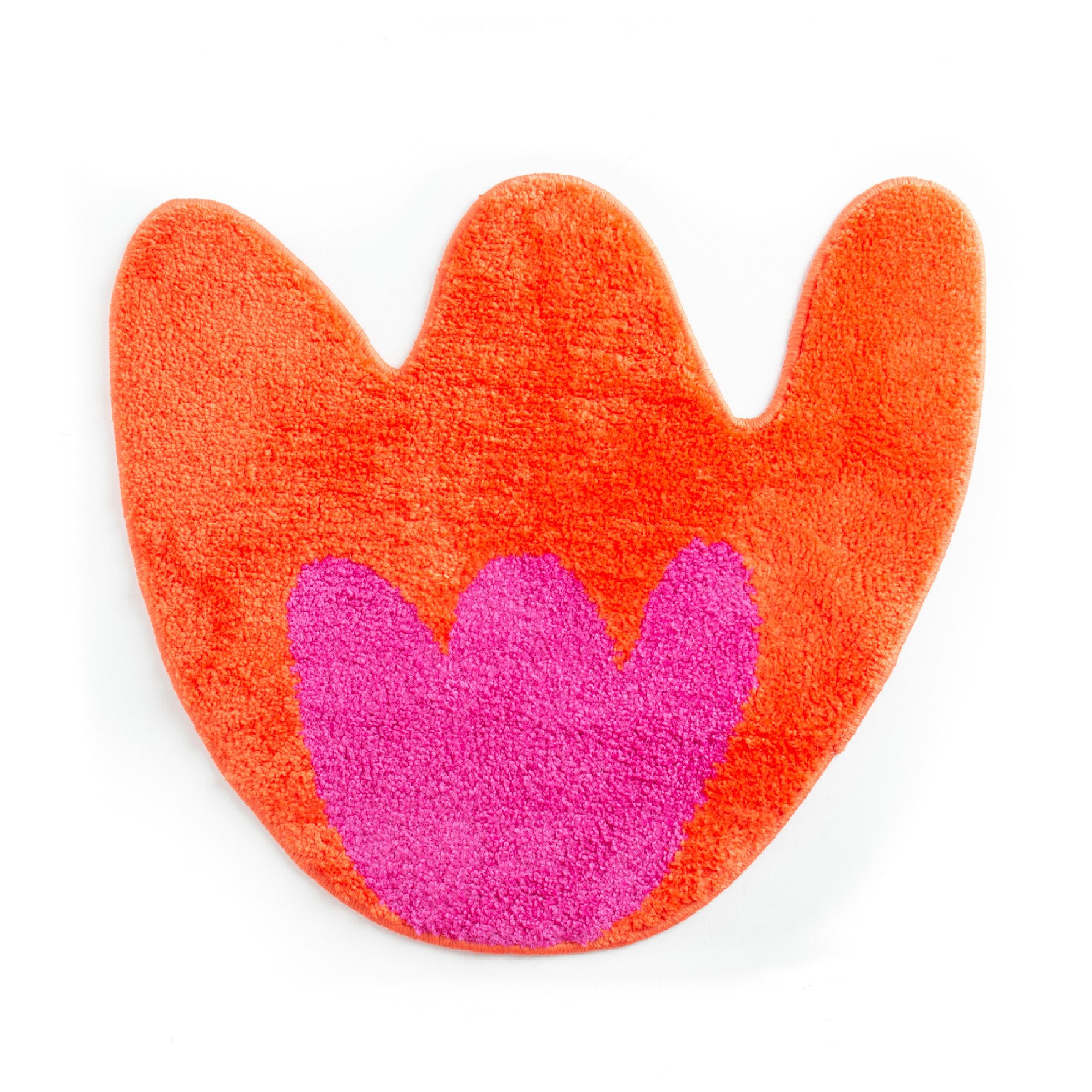Helio Ferretti Badematte Tulpe pink /orange, Höhe 12 mm, rutschhemmend beschichtet, weich, Polyester, Blume, Blüte, ca. 60 x 54 x 1,2 cm