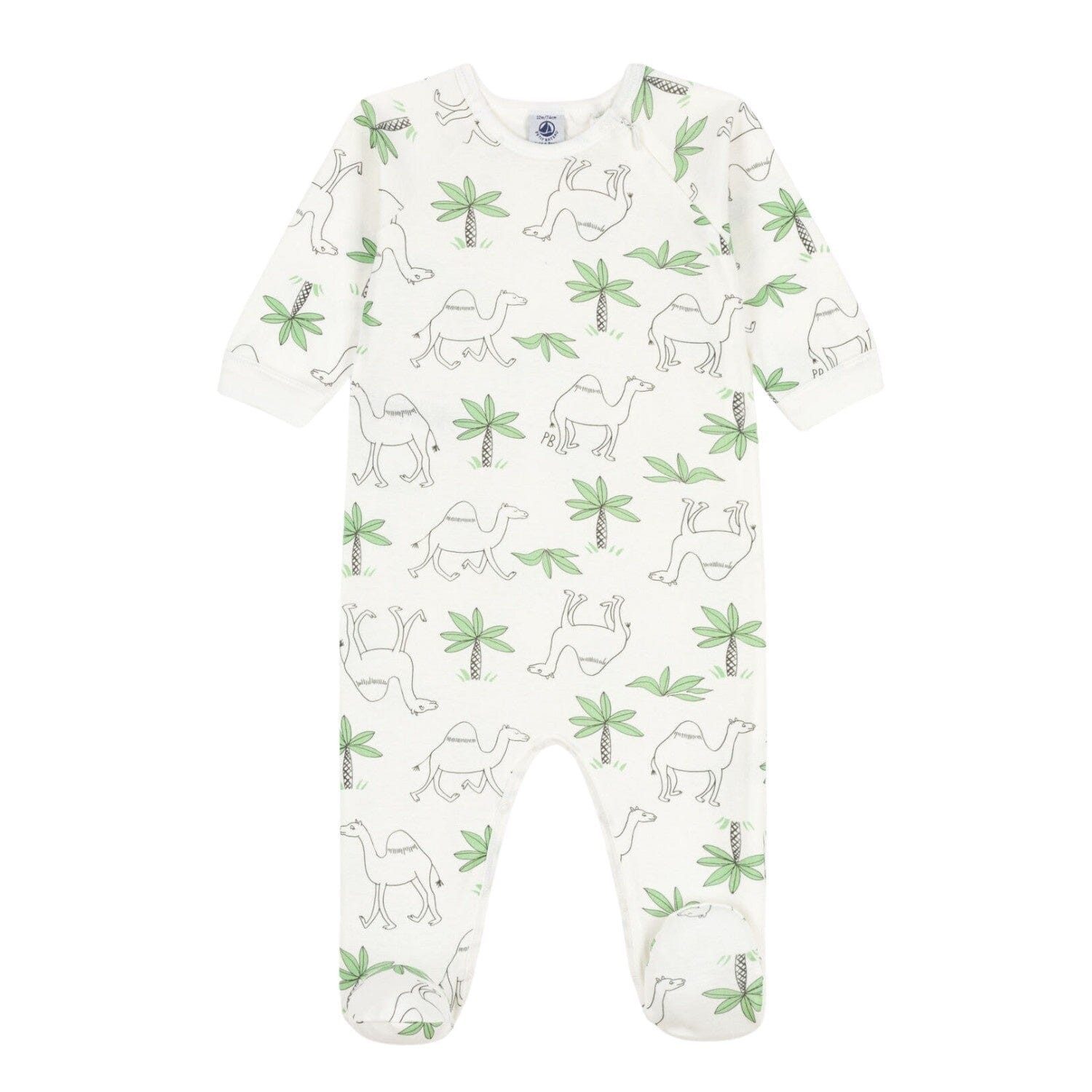 Petit Bateau Strampler Petit Bateau Strampler Kameldruck weiß und grün
