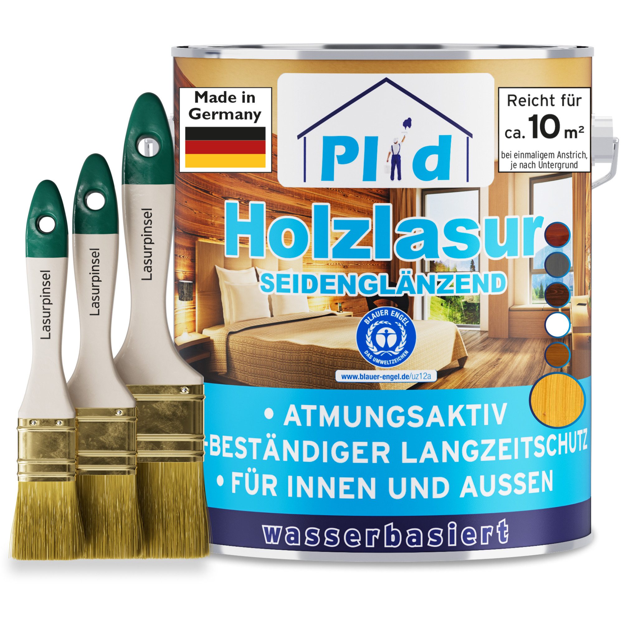 plid Holzschutzlasur Premium Holzlasur Holzschutzlasur Holzschutz Lasurpinsel, Schnelltrocknend