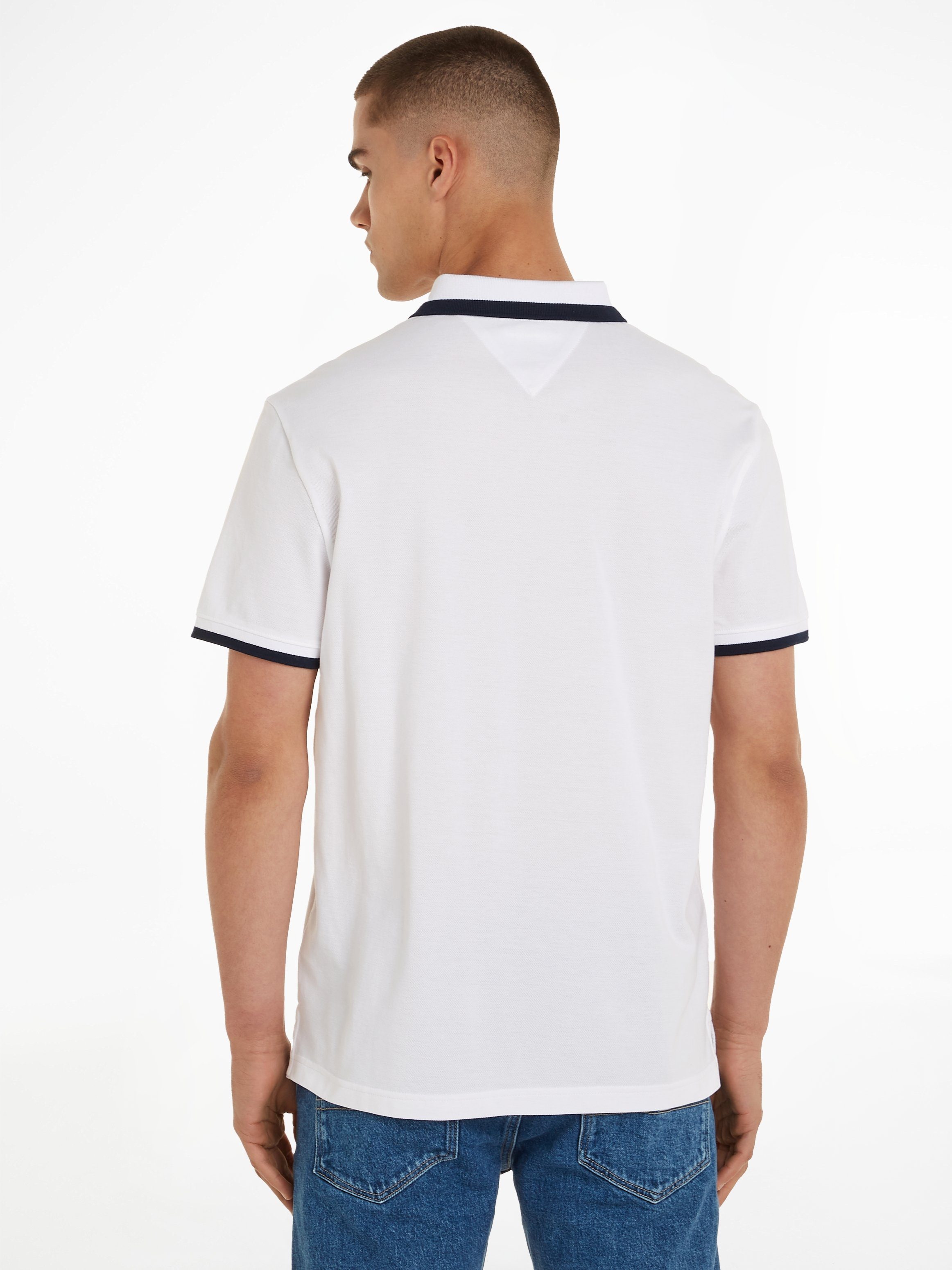 Jeans mit POLO TJM Poloshirt TIPPED White Tommy Polokragen SOLID REG