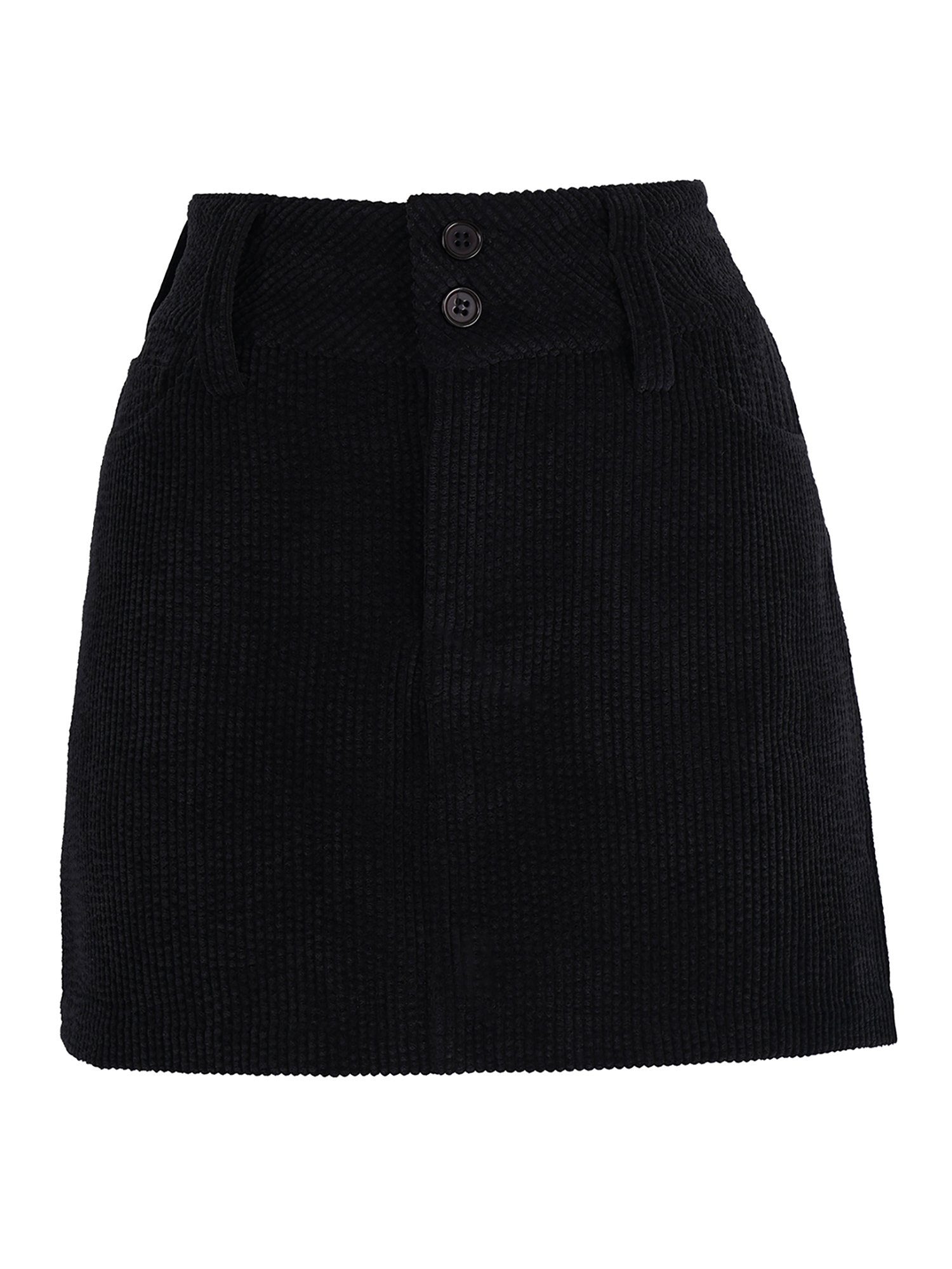 Mini Skirt Corduroy Freshlions Side schwarz Freshlions Slit A-Linien-Rock