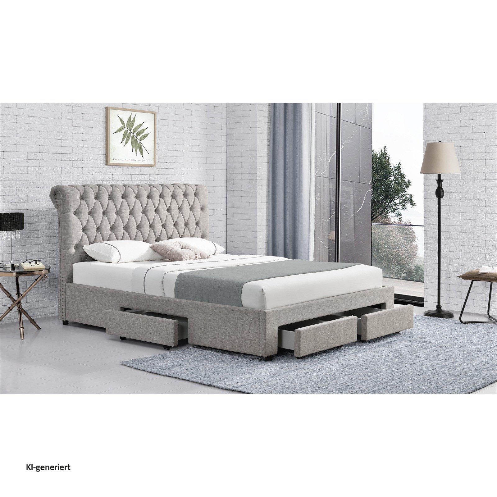 HTI-Living Bett Bett mit Stauraum 180 x 200 (Stück, 1-tlg., 1x Bett Claire 180 mit Lattenrost, ohne Matratze und Dekoration), Doppelbett mit Knopfsteppung