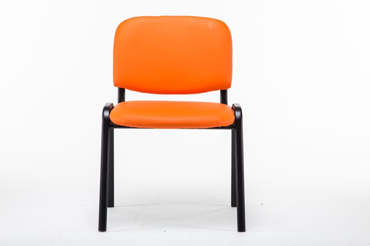 TPFLiving Besucherstuhl hochwertiger Keen Sitzfläche: - matt Gestell: mit Kunstleder Polsterung Metall - Warteraumstuhl (Besprechungsstuhl - Messestuhl), orange schwarz - Konferenzstuhl