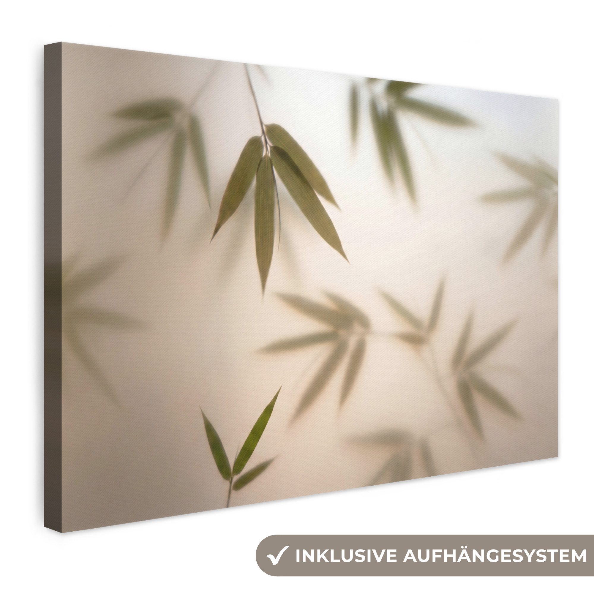 OneMillionCanvasses® Leinwandbild Pflanzen – Blätter – Natur – Grün, Fotodruck (1 St), Leinwand Bilder Klein, Wand Dekoration Aesthetic 30x20 cm