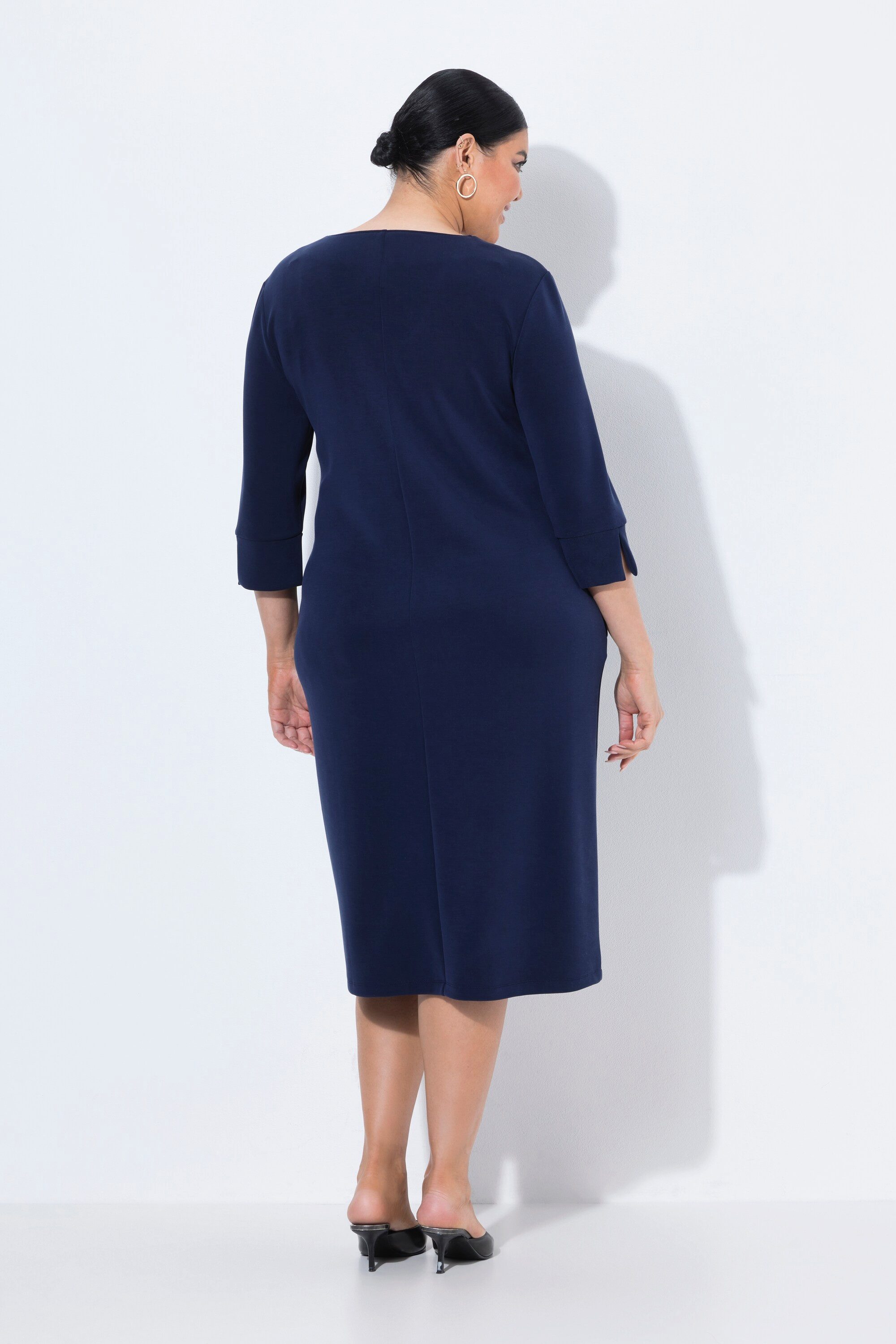 Ulla Popken Jerseykleid Sweatkleid V-Ausschnitt 3/4-Arm Modalmix – Bild 3 von 4