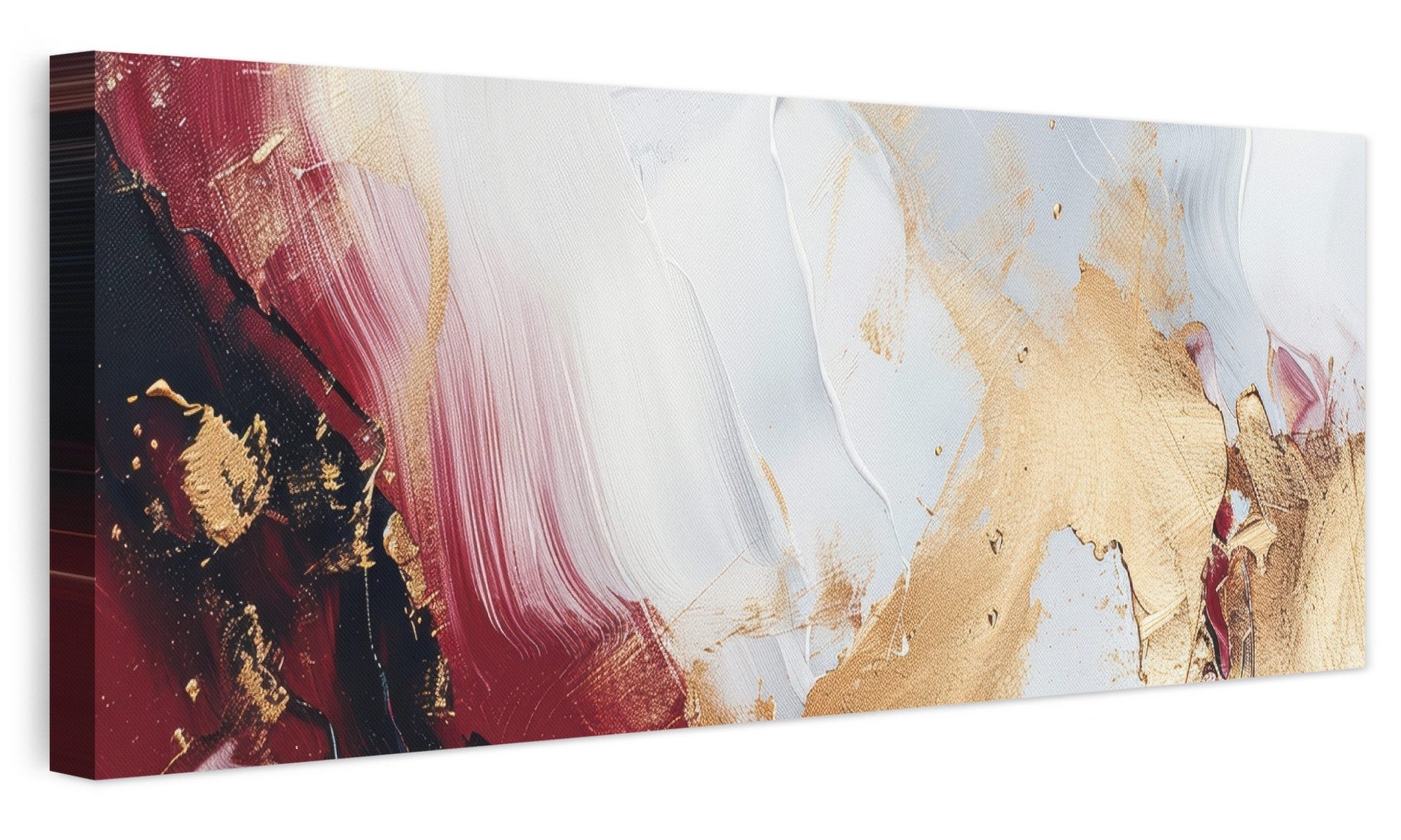 OneMillionCanvasses® Leinwandbild Panorama Rot - Abstrakt - Gold - Modern, Fotodruck (1 St), Wandbild, Deko Schlafzimmer Wohnzimmer Flur …