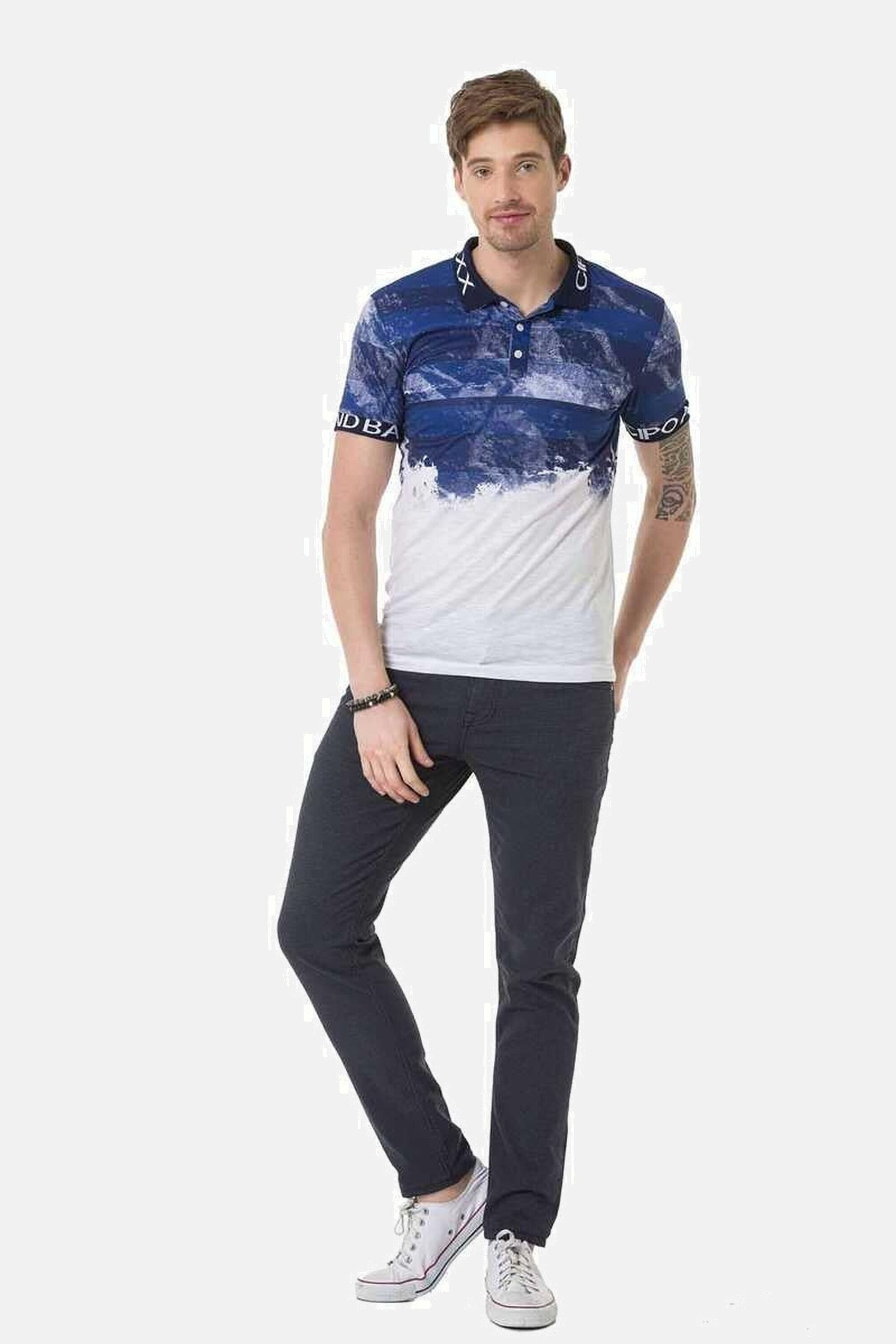 Cipo & Baxx Stoffhose Hose mit dezentem Karomuster, CD724 – Bild 5 von 5