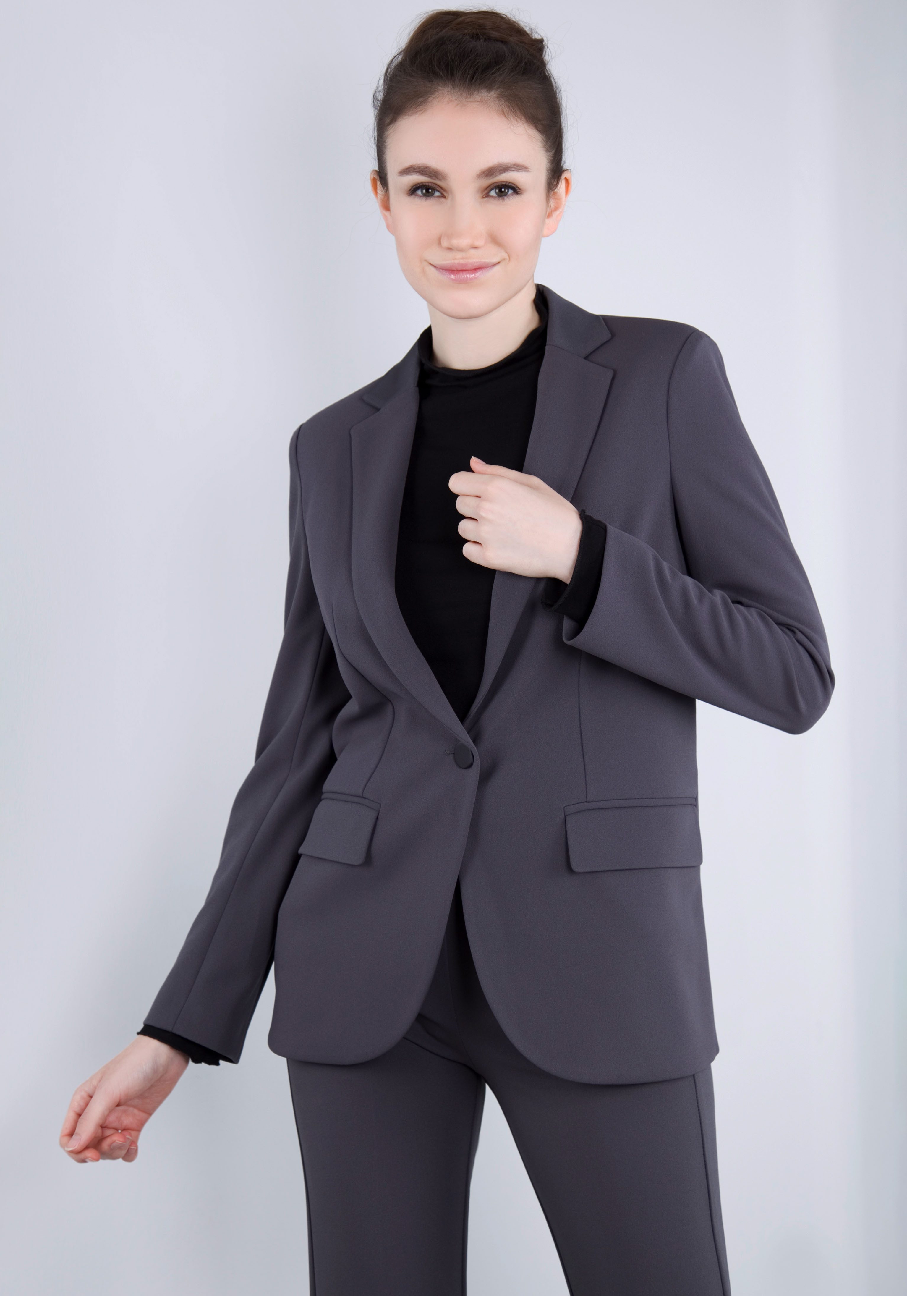 IMPERIAL Longblazer mit Satindetails und Stretch