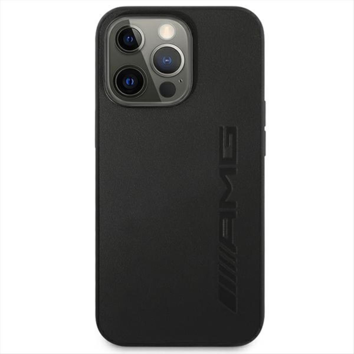 Mercedes Smartphone-Hülle AMG Apple iPhone 14 Pro Max Schutzhülle Leather Hot Stamped Schwarz