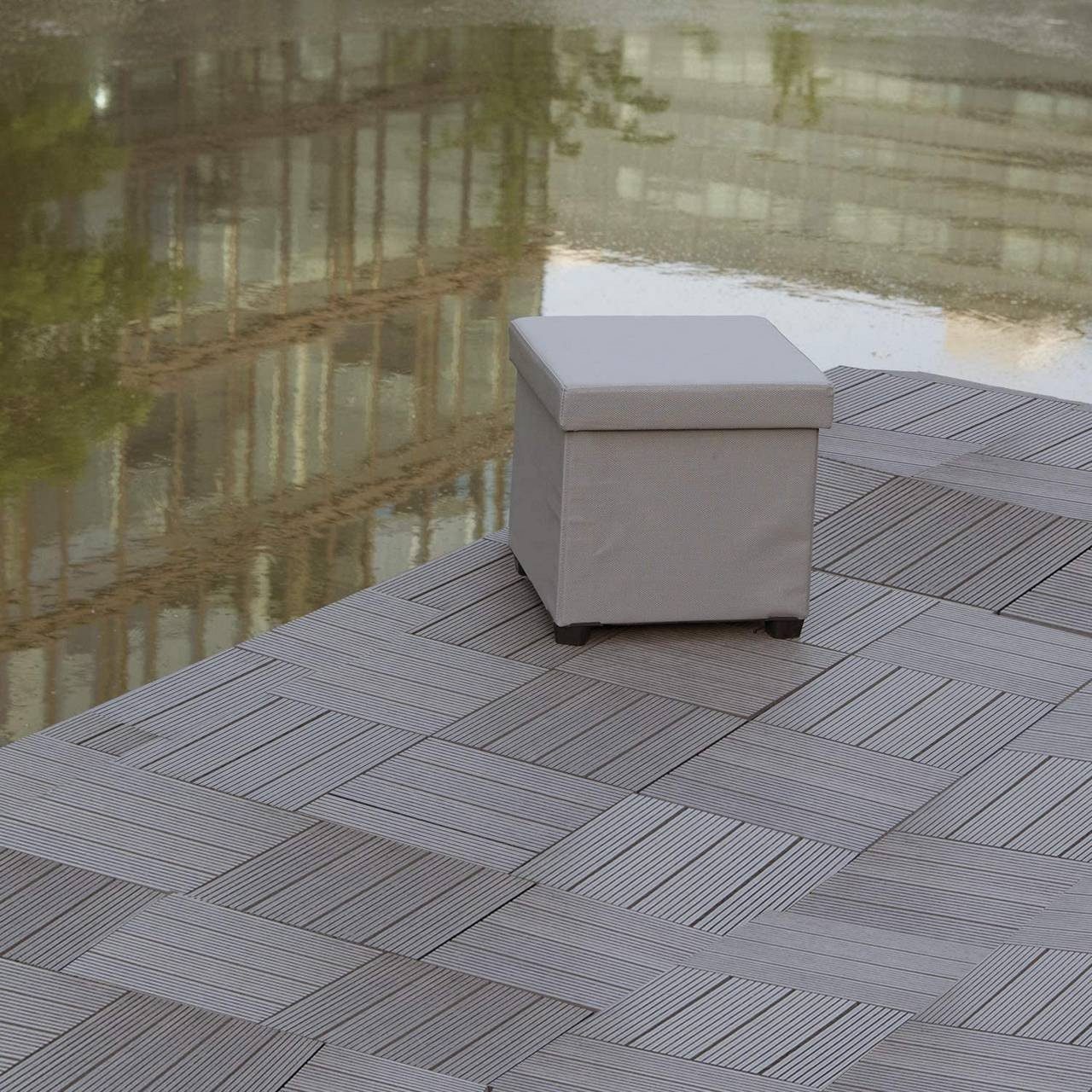 EUGAD Terrassenplatte, WPC 300x300, Grau, 11 Stücke für 1m², wetterfest