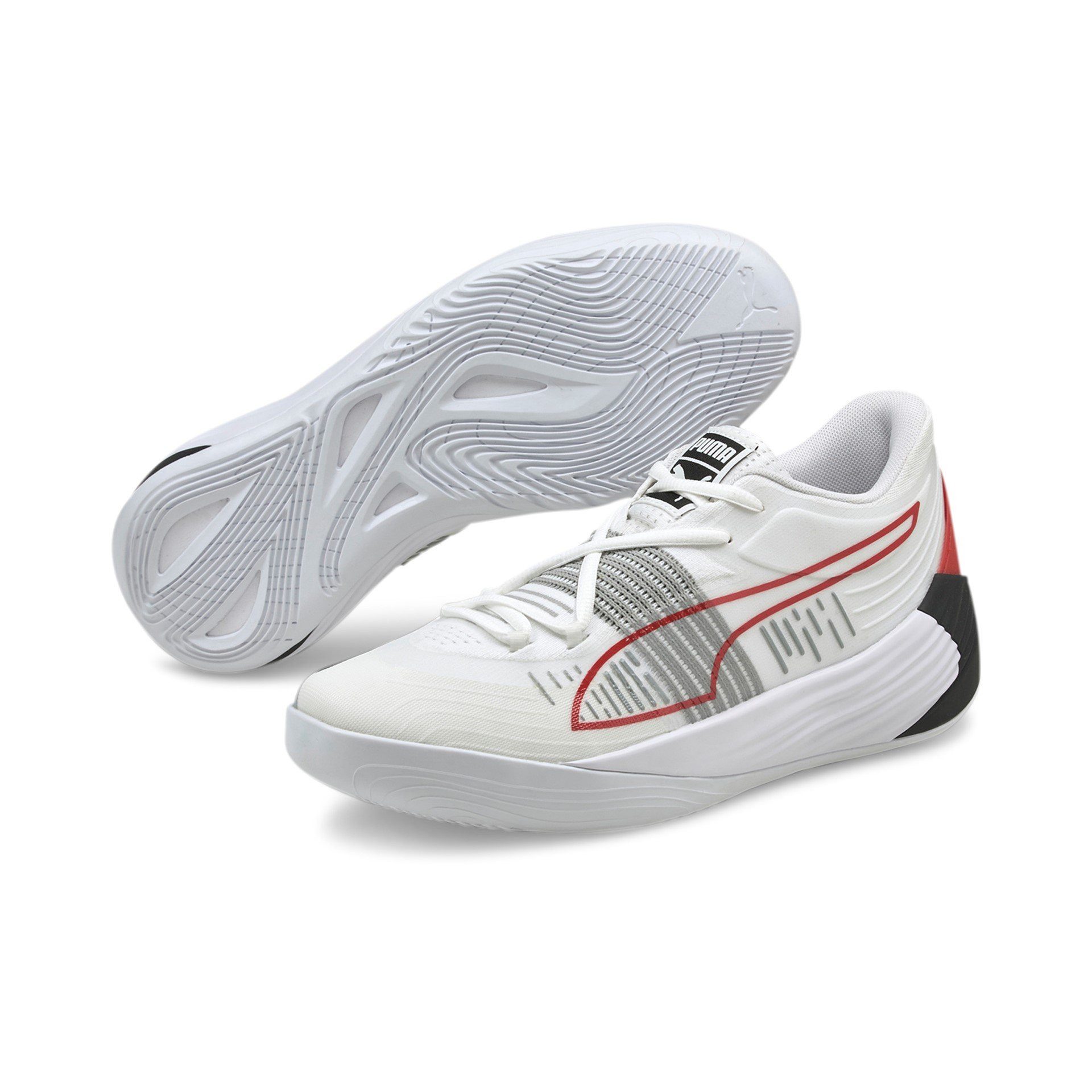 PUMA Hallen-Indoorschuhe Fusion Nitro weiss/rot Herren Badmintonschuh