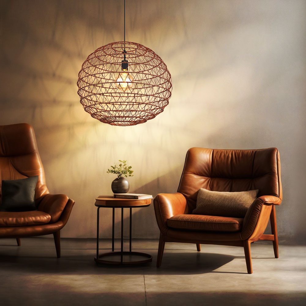GLOBO LIGHTING Pendelleuchte, Leuchtmittel nicht inklusive, Hängeleuchte Wohnzimmerlampe Metall dunkelbraun Boho E27 H 120 cm