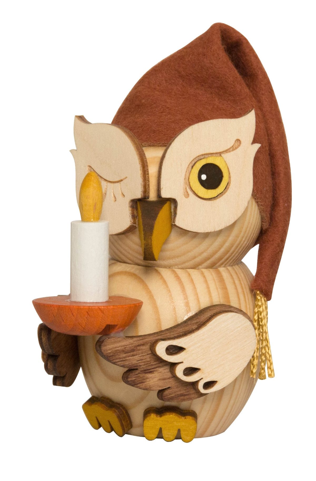 Kuhnert Sammelfigur Kuhnert Mini Eule "Schlafmütze" (1 St), 100% Made in Germany, Erzgebirgische Holzkunst