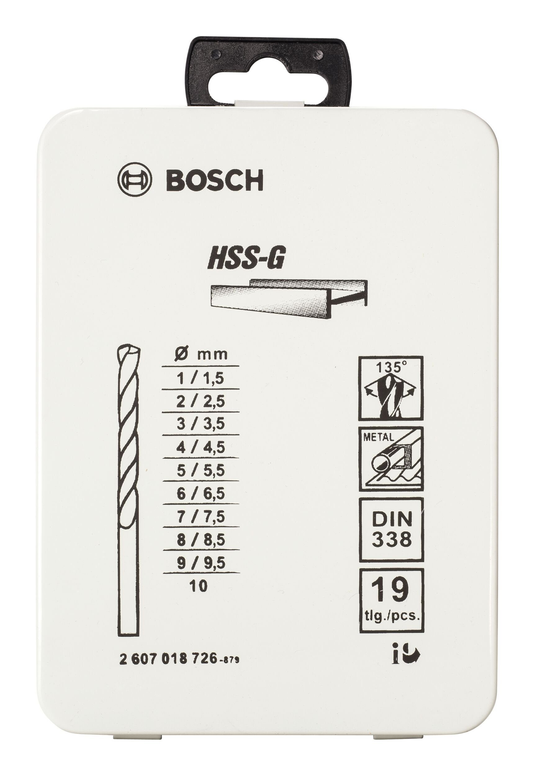 - 1 Metallkassette in 10 mm 19-teilig Set Metallbohrer, HSS-G BOSCH - 135° -