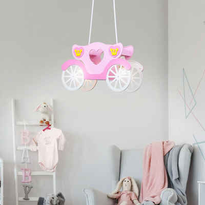 etc-shop LED Pendelleuchte, Leuchtmittel inklusive, Warmweiß, LED 14 Watt Kinder Deckenleuchte Mädchen Hängeleuchte rosa