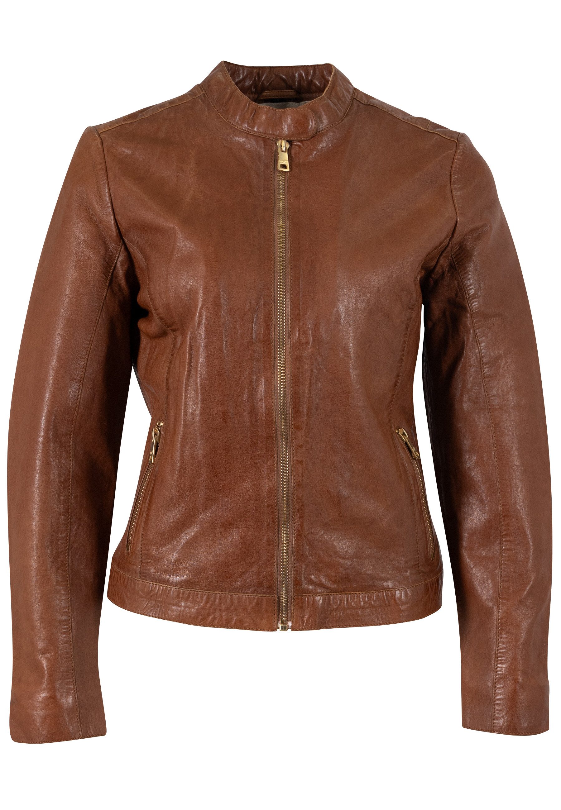 Mauritius Lederjacke MWKawira mit Stehkragen günstig online kaufen