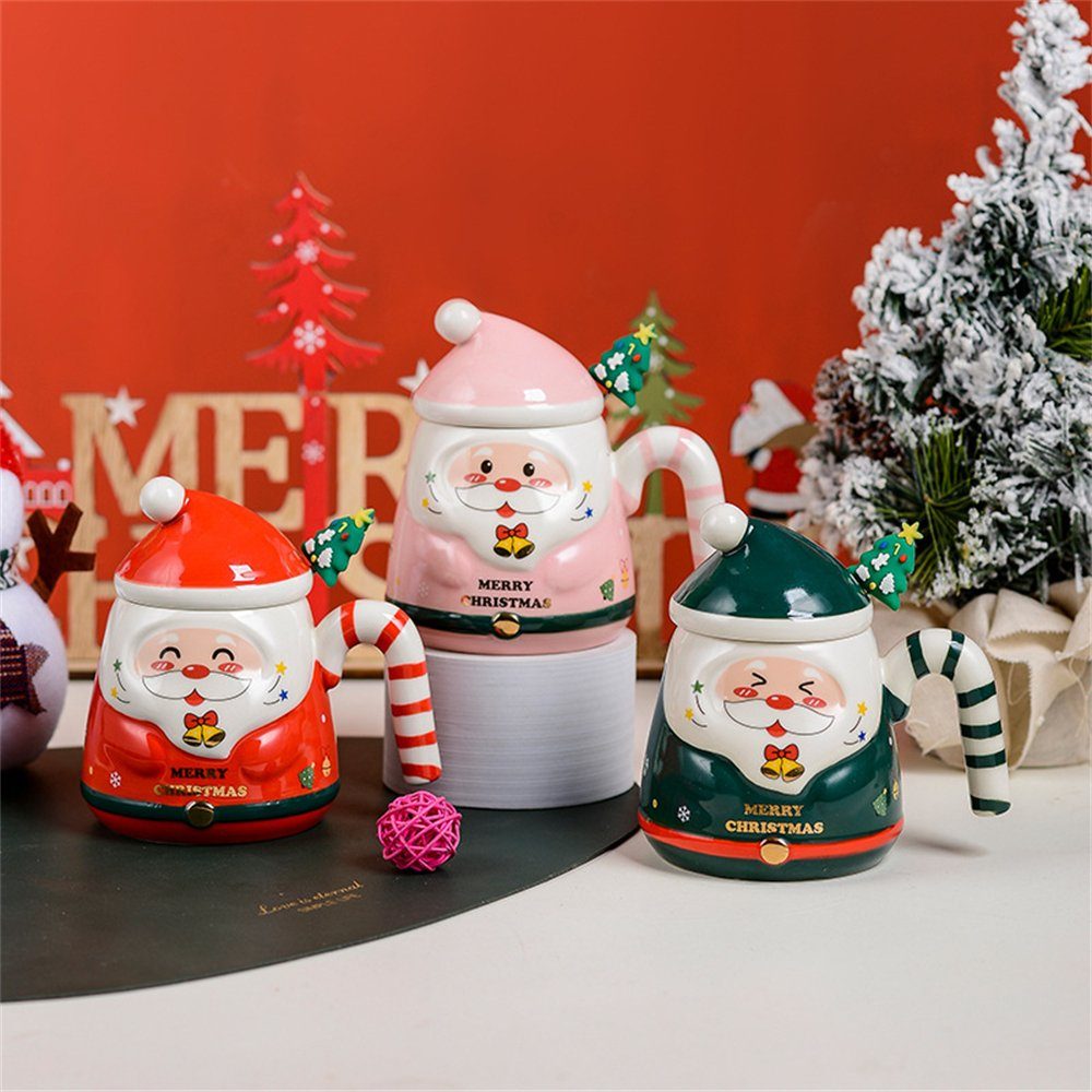 Rouemi Tasse Weihnachten Keramik Becher Geschenk Becher Malerei Grün Aquarell Becher