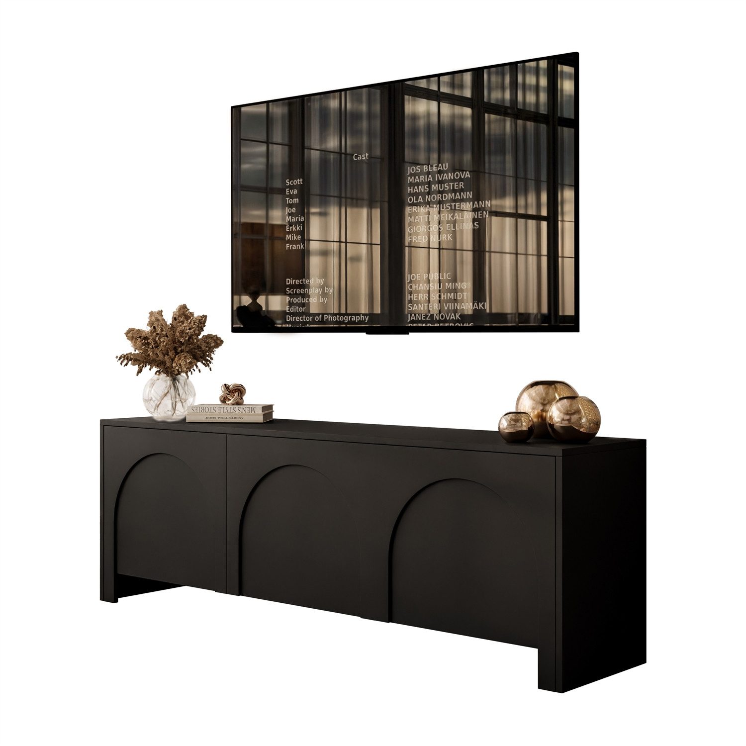 Lookway Lowboard ARIADNA mit drei Türen (1x TV-Schrank), 154x51x35 cm