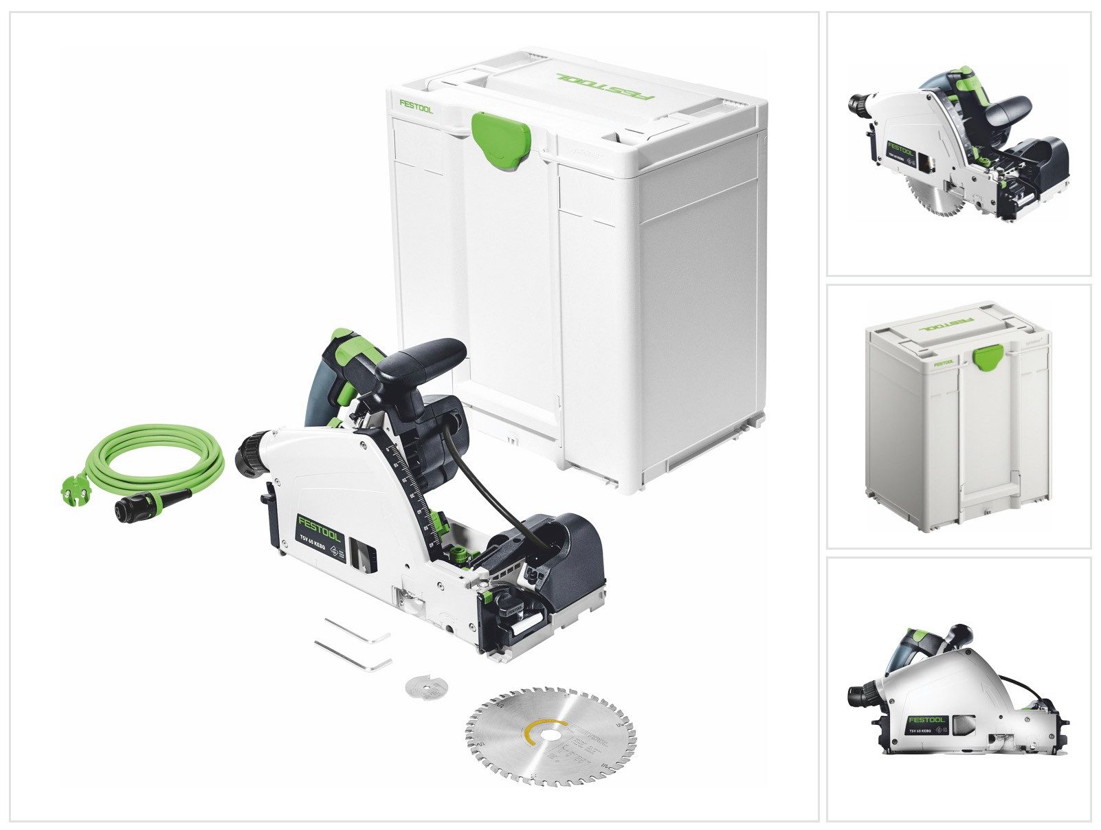 FESTOOL Tauchsäge TSV 60 KEBQ-Plus Vorritzer Tauchsäge 1500 Watt 168 mm (576730) + Sy