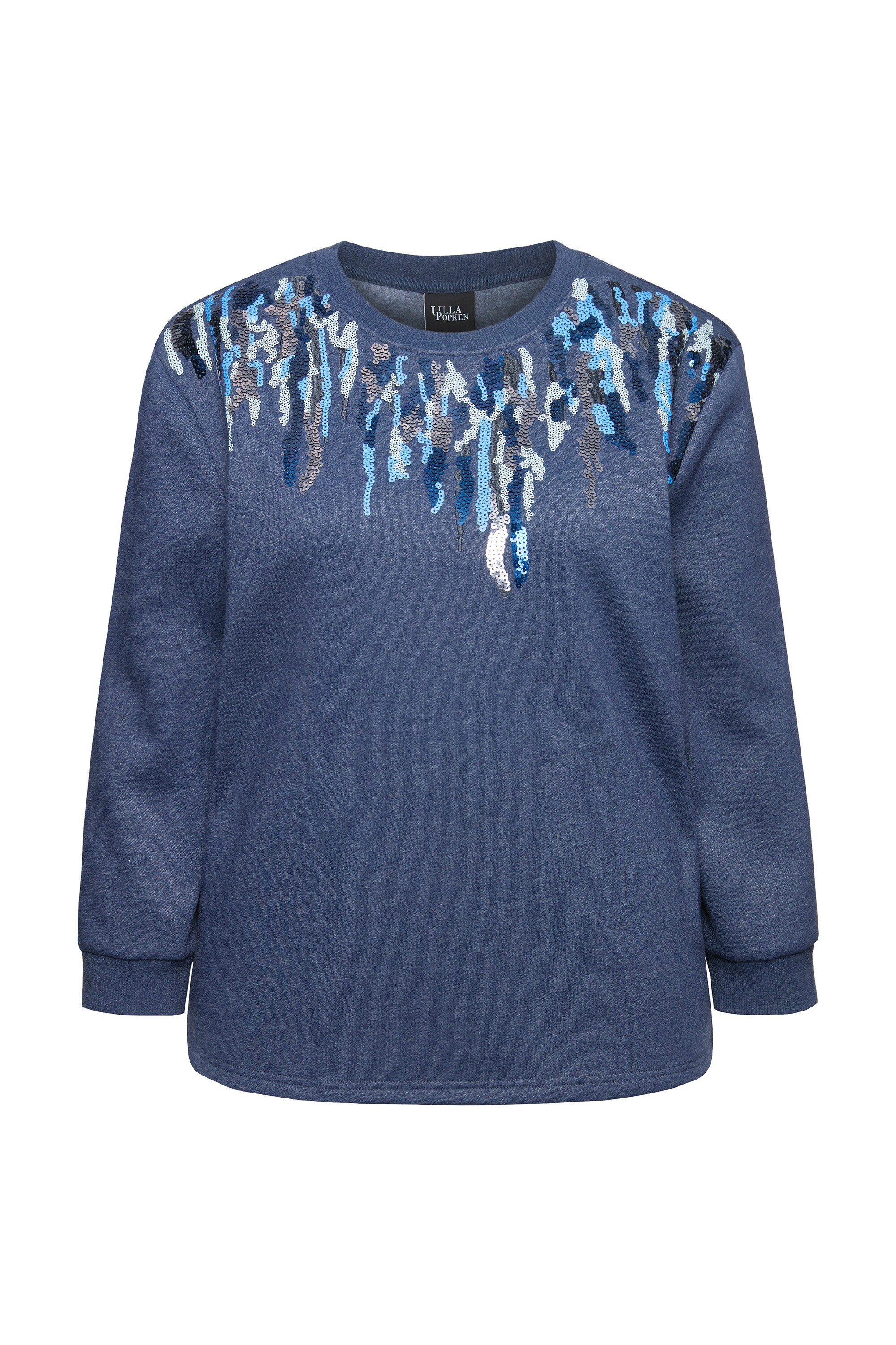 Sweatshirt Sweater Pailletten Rundhals Langarm