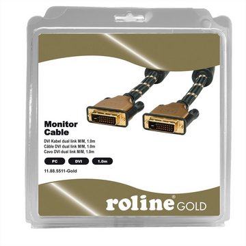 ROLINE GOLD Monitorkabel DVI, ST-ST, (24+1) dual link Audio- & Video-Kabel, DVI-D 24+1, Dual-Link Männlich (Stecker), DVI-D 24+1, Dual-Link Männlich (Stecker) (100.0 cm), Retail Blister