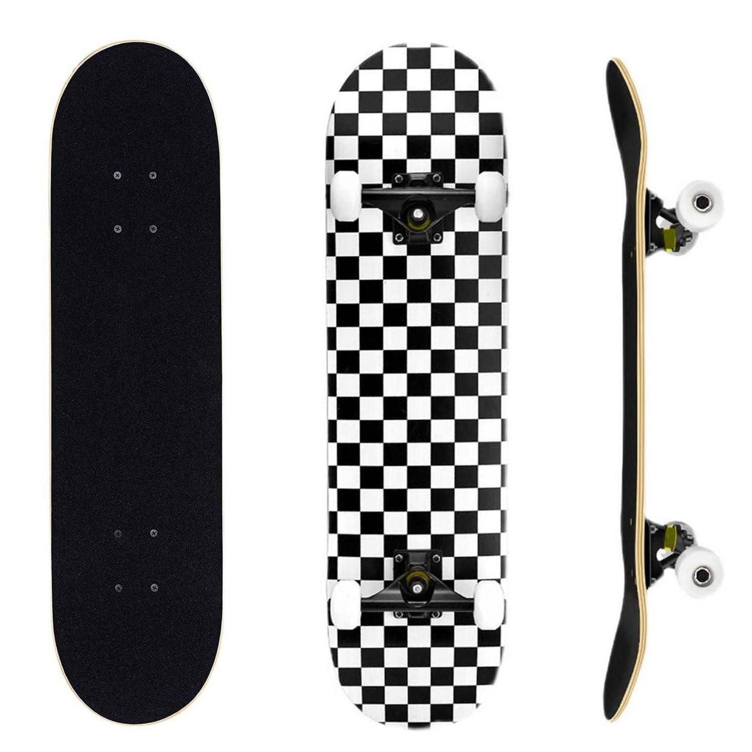 LuxusKollektion Skateboard Skateboard 31x8 Zoll Black and white check