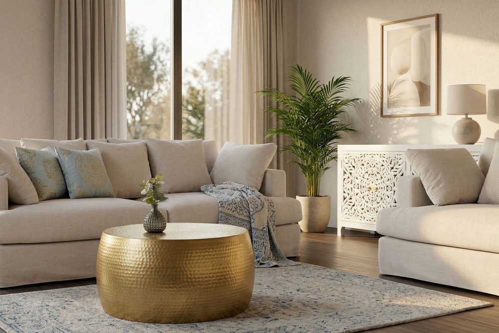 riess-ambiente Couchtisch ORIENT III Ø60cm gold (Einzelartikel, 1-St), Wohnzimmer · rund · Metall · Hammerschlag Design · handmade – Bild 5 von 5