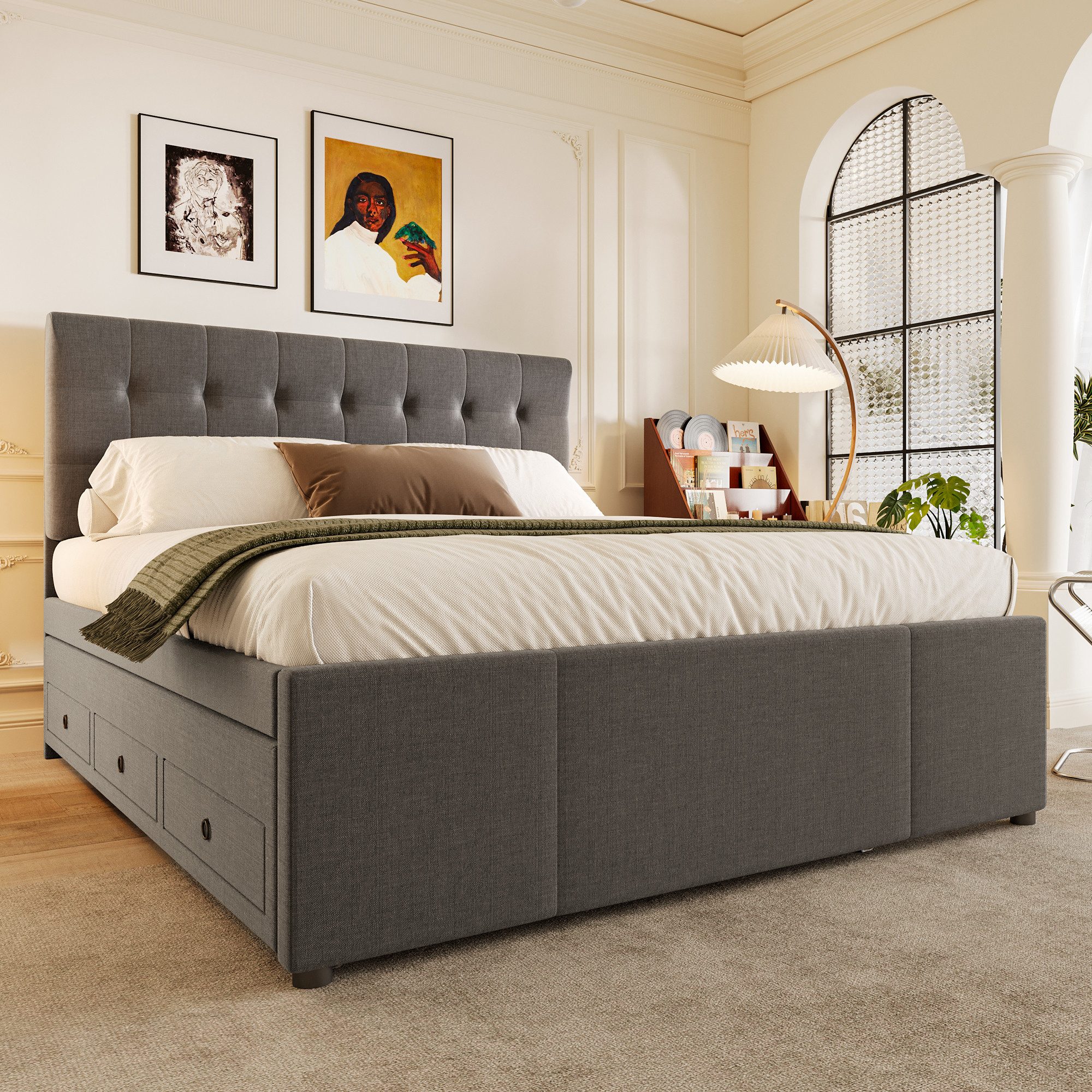 Flieks Polsterbett, Doppelbett 140x200cm 3 Schubladen günstig online kaufen