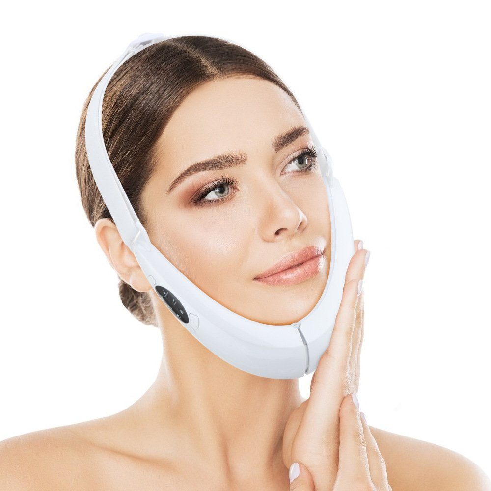 GelldG Gesichtsmaske Elektrisches V-Gesichtsformungs-Massagegerät, Doppelkinn-Reduzieren weiß