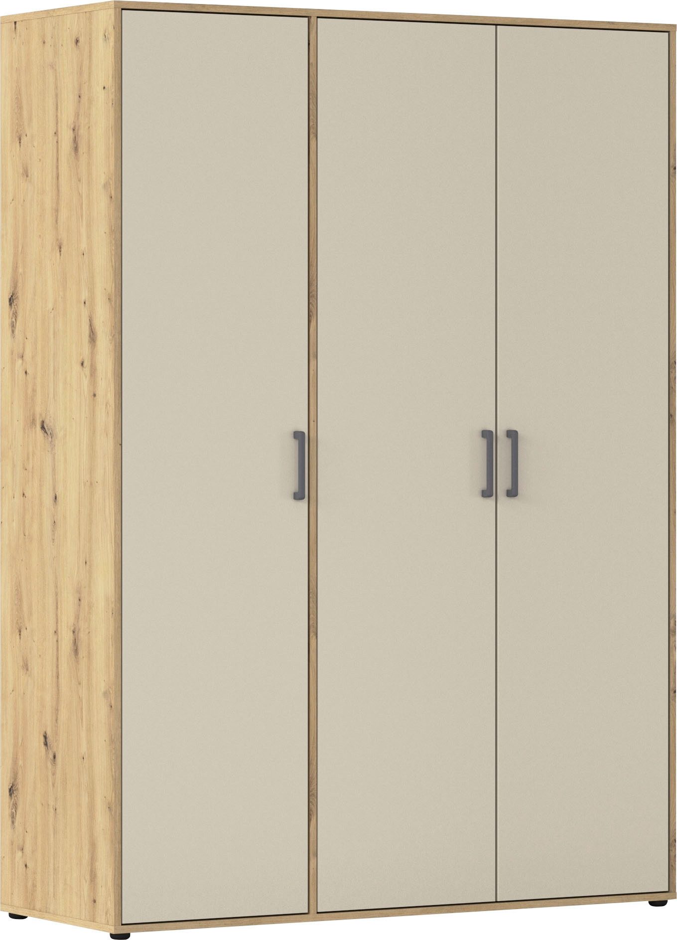 Beige (Champagner)/Eiche Artisan, Griffe Graumetallic